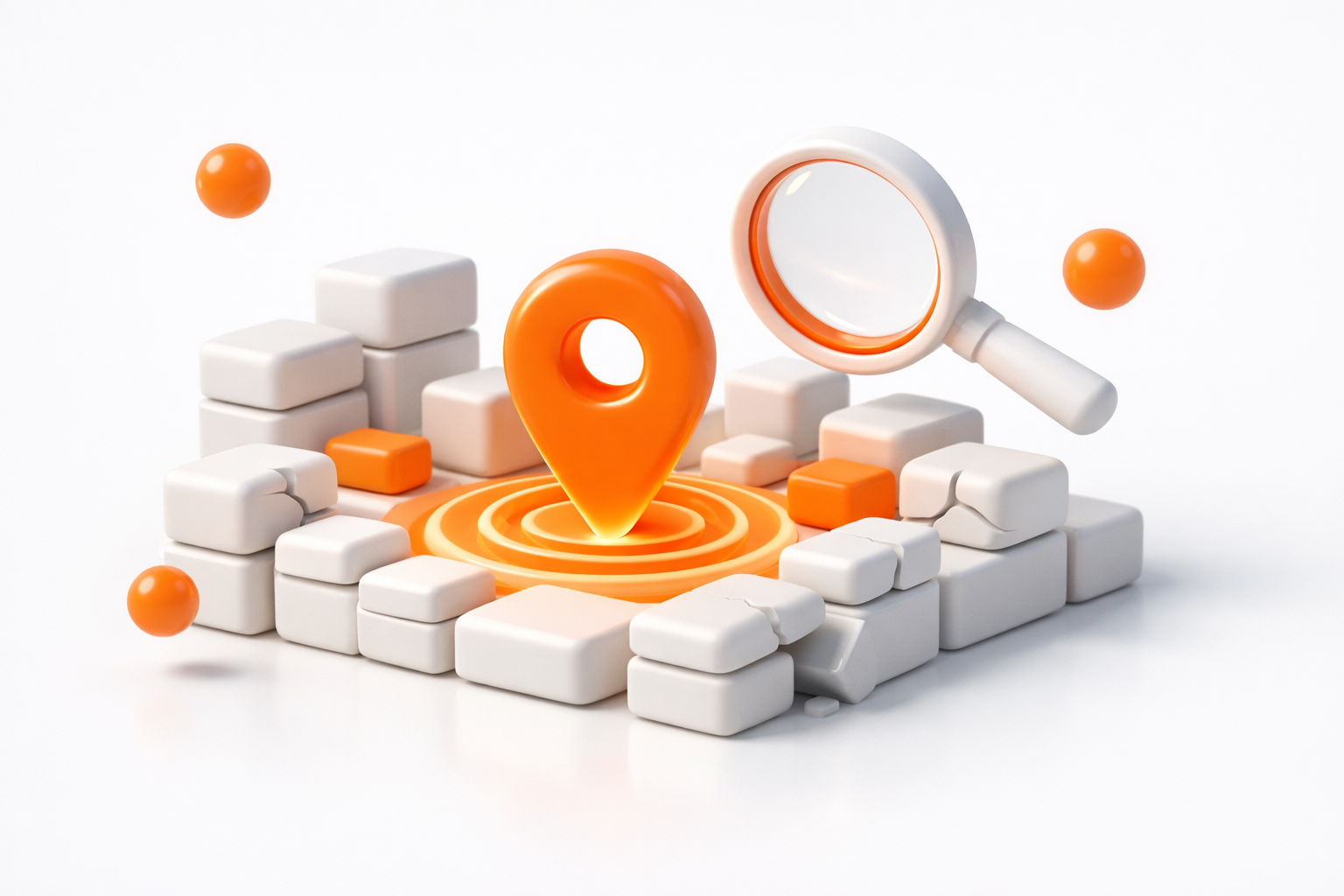 Map pin and magnifying glass illustration