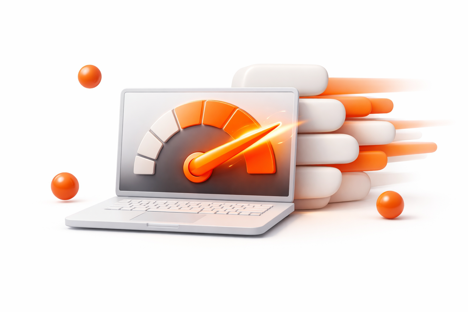 Laptop with speedometer illustration