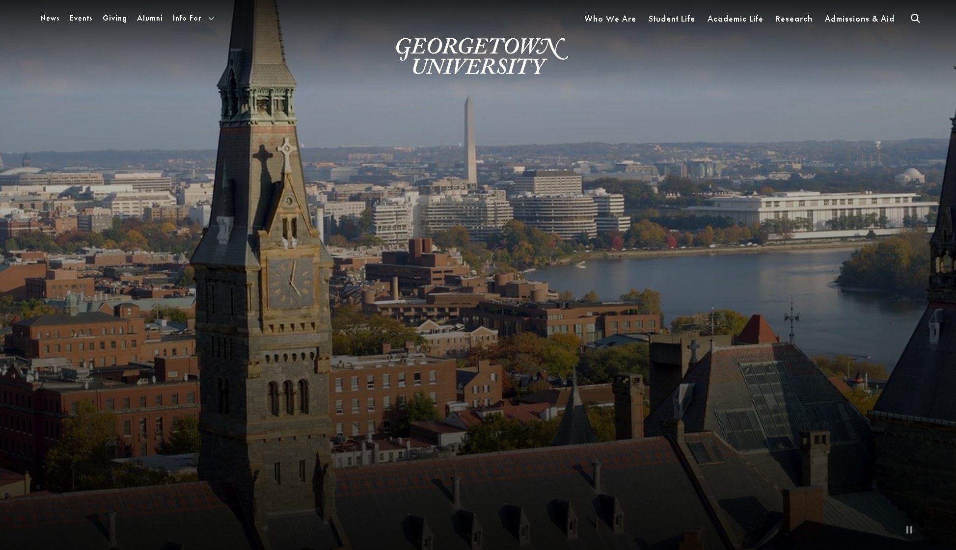 Georgetown University website screenshot